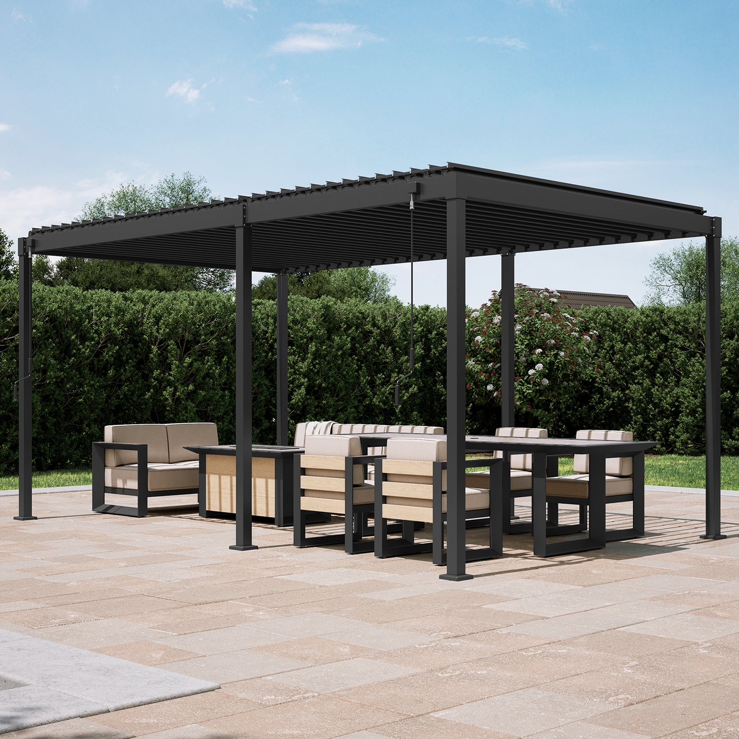 MIRADOR 80S 3m x 5m CHARCOAL PERGOLA | ALUMINUM LOUVERED PERGOLA