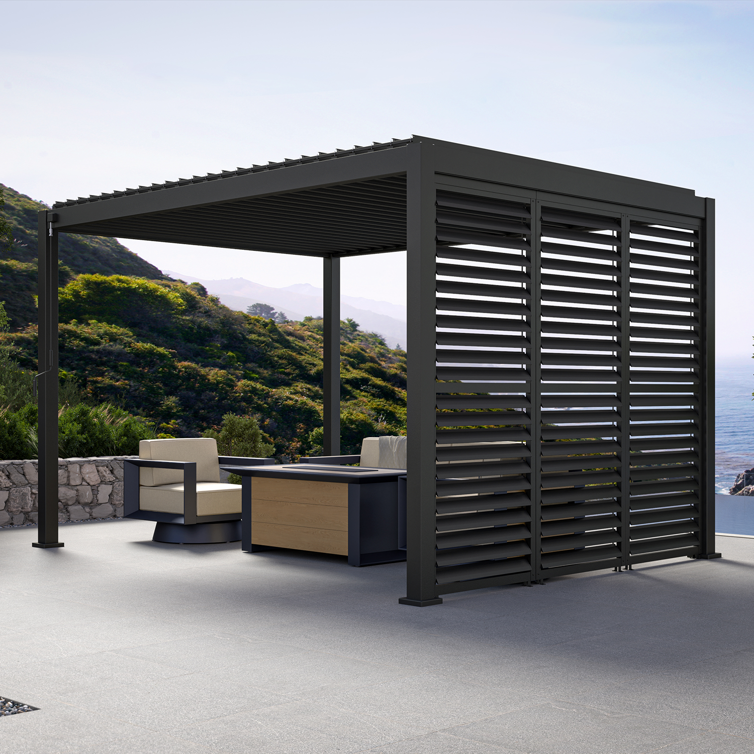 Bundle Set - Mirador 111DA 3x4m Pergola + 3m Shutter Wall *3